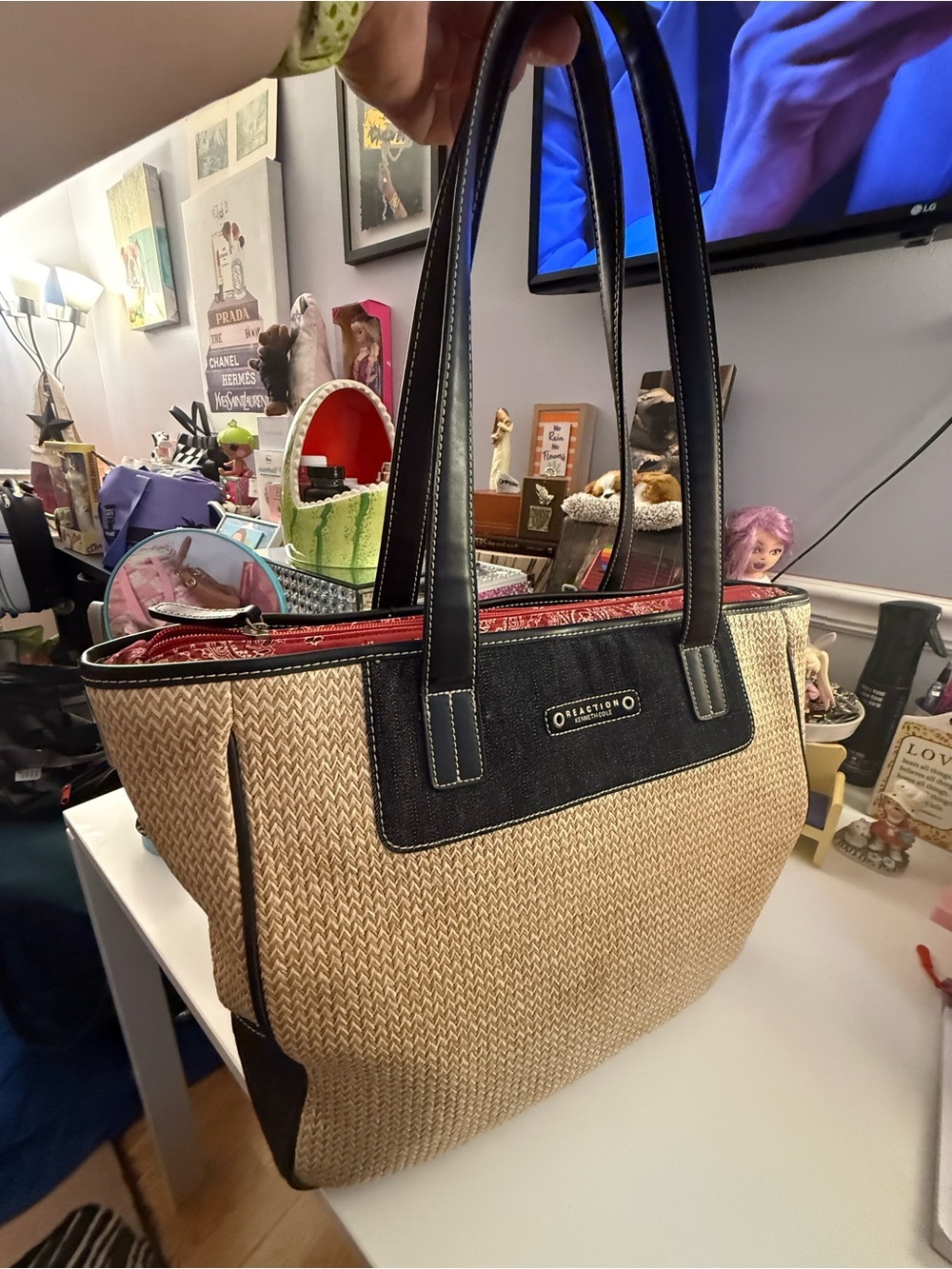 Kenneth Cole Reaction Woven Straw Tote Bag
